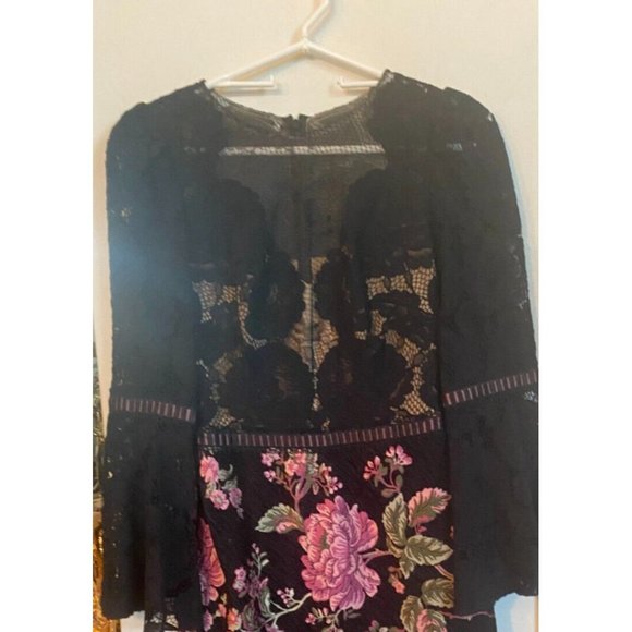 TADASHI SHOJI Black Floral Multicolor Lace Illusion Sheath Dress Sz 0 EUC! $408 - Picture 3 of 7
